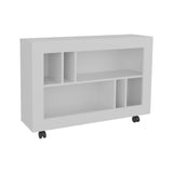 Joge 37.4" Wide Console Table Cart with Six Multi-Size Shelves, Mobile Entryway Table on Casters, Modern Side Table for Living Room, Hallway Storage and Display, Rolling Accent Furniture