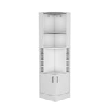 Kava Being Corner Bar Cabinet with Glass Rack, Double-Door Storage Cabinet, Built-In Eight-Bottle Wine Rack, Modern Corner Liquor Cabinet for Living Room, Home Bar, Kitchen or Dining Room Organization