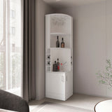 Kava Being Corner Bar Cabinet with Glass Rack, Double-Door Storage Cabinet, Built-In Eight-Bottle Wine Rack, Modern Corner Liquor Cabinet for Living Room, Home Bar, Kitchen or Dining Room Organization