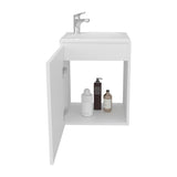 Saju 15.7" Floating Vanity with Resin Sink, One-Door Cabinet, and Open Shelf for Modern Bathroom Storage, Space-Saving Design for Small Bathrooms, Powder Rooms, and Tight Spaces, Ideal for Contemporary Interiors