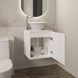 Clyde 18" Floating Vanity with One-Door Cabinet, Porcelain Vessel Sink, Open Shelf for Bathroom Storage, Modern Space-Saving Design, Ideal for Small Bathrooms and Powder Rooms, Maximizing Functionality and Style