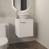 Clyde 18" Floating Vanity with One-Door Cabinet, Porcelain Vessel Sink, Open Shelf for Bathroom Storage, Modern Space-Saving Design, Ideal for Small Bathrooms and Powder Rooms, Maximizing Functionality and Style