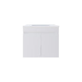 Chaux Floating Vanity, Wall-Mounted Bathroom Unit with Double Soft-Close Doors, Durable Resin Sink, Two Open Shelves for Smart Storage, Modern Bathroom Storage Solution for Small Spaces and Compact Bathrooms