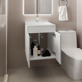 Meka Wall-Mounted Bathroom Vanity Console Modern Design Featuring Two Access Doors and Integrated Resin Sink Ample Concealed Storage Solution Perfect for Optimizing Space in Smaller Bathrooms