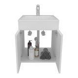 Meka Wall-Mounted Bathroom Vanity Console Modern Design Featuring Two Access Doors and Integrated Resin Sink Ample Concealed Storage Solution Perfect for Optimizing Space in Smaller Bathrooms