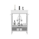 Lorenzo Free-Standing Bathroom Vanity Console Featuring Sleek Finish Design and Spacious Storage Functionality with Four Pull-Out Utility Drawers and Two Open Shelves for Optimized Organization