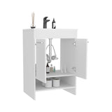 Lorenzo Free-Standing Bathroom Vanity Console Featuring Sleek Finish Design and Spacious Storage Functionality with Four Pull-Out Utility Drawers and Two Open Shelves for Optimized Organization