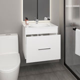 Hatta Modern Bathroom Vanity with Sleek Finish and Ample Storage Featuring One Concealed Cabinet Door Two Functional Pull-Out Drawers and One Open Lower Shelf Perfect Design for Optimized Utility