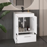 Madison Freestanding Bathroom Vanity Console Modern Design Featuring Two Cabinet Doors and One Pull-Out Utility Drawer Ample Storage Solution for Superior Organization and Utility in Large Spaces