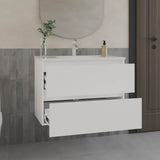 Opalo Wall-Mounted Floating Bathroom Cabinet Modern Design Featuring Ample Concealed Storage Space and Two Smooth Pull-Out Utility Drawers for Optimal Organization and Enhanced Utility