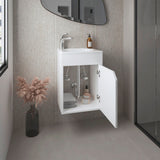 Bethel Free-Standing Bathroom Vanity Cabinet with Integrated Resin Sink Basin, One Access Door and Two Interior Shelves, Functional Storage for Toiletries, Compact Design for Small Bathrooms or Powder Rooms
