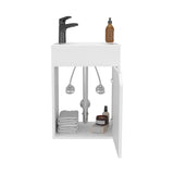 Bethel Free-Standing Bathroom Vanity Cabinet with Integrated Resin Sink Basin, One Access Door and Two Interior Shelves, Functional Storage for Toiletries, Compact Design for Small Bathrooms or Powder Rooms