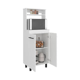 Alani Freestanding Kitchen Sideboard and Microwave Stand with Two-Door Cabinet with Interior Storage Shelves, One Upper Shelf and Compact Countertop