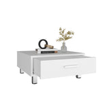 TUHOME Modern Coffee Table with Single Storage Drawer and Four Stable Legs Offering Practical Organization, Contemporary Design, Functional Superior Top Surface and Durable Engineered Wood Construction for Living Room Spaces