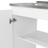 Tuhome Napoles Utility Sink with Cabinet, Stainless Steel Countertop, Interior Storage Shelf, Wide Dual-Door Base Cabinet, Modern Multi-Purpose Laundry and Kitchen Utility Station for Home Organization