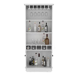 Dundee 70-Inch High Bar Cabinet with 10 Glass Slots, 5 Bottle Cubbies, 3 Open Shelves and Lower Storage Cabinet for Home Bar, Living Room or Dining Room Organization and Beverage Display