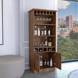 Dundee 70-Inch High Bar Cabinet with 10 Glass Slots, 5 Bottle Cubbies, 3 Open Shelves and Lower Storage Cabinet for Home Bar, Living Room or Dining Room Organization and Beverage Display