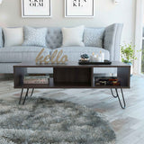Tuhome Vassel Coffee Table with Hairpin Legs, Two Open Shelves, Stylish Espresso Finish, Ideal for Living Room or Home Office