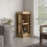 TUHOME Lyman 46" Tall Corner Bar Cabinet with Fourteen Wine Bottle Cubbies and Three-Tier Storage, Space-Saving Liquor Cabinet for Living Room or Dining Room, Modern Home Bar Organizer with Open Shelves and Contemporary Design