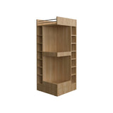 TUHOME Lyman 46" Tall Corner Bar Cabinet with Fourteen Wine Bottle Cubbies and Three-Tier Storage, Space-Saving Liquor Cabinet for Living Room or Dining Room, Modern Home Bar Organizer with Open Shelves and Contemporary Design