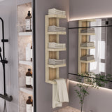 TUHOME Arlington Wall Towel Rack with Five Vertical Storage Tiers, Space-Saving Organizer for Bathroom Towels and Accessories, Modern Mounted Design Ideal for Small Bathrooms or Extra Storage in Contemporary Home Spaces
