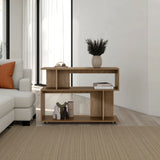 TUHOME Asymmetrical Sofa Side Table with Open Storage Shelves and Upper Display Surface, Modern Accent Table for Living Rooms and Entryways, Functional Narrow Companion Piece for Everyday Organization and Stylish Home Decor