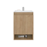 Nissi Floating Wall-Mounted Bathroom Vanity with Resin Sink, One-Door Cabinet, Compact 18" Design in Natural Oak, Space-Saving and Modern Solution for Small Bathrooms, Powder Rooms, and Guest Bathrooms