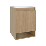 Nissi Floating Wall-Mounted Bathroom Vanity with Resin Sink, One-Door Cabinet, Compact 18" Design in Natural Oak, Space-Saving and Modern Solution for Small Bathrooms, Powder Rooms, and Guest Bathrooms