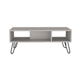 TUHOME Vassel Coffee Table with Hairpin Metal Legs, Two-Tier Open Storage Shelves and Spacious Top Surface, Modern Living Room Center Table for Books, Décor and Everyday Use, Stylish Statement Furniture Piece