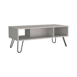 TUHOME Vassel Coffee Table with Hairpin Metal Legs, Two-Tier Open Storage Shelves and Spacious Top Surface, Modern Living Room Center Table for Books, Décor and Everyday Use, Stylish Statement Furniture Piece