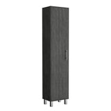 TUHOME Laska Tall Storage Cabinet with Five Interior Shelves, Integrated Broom Hangers, Wide Door Access, Metal Handle and Raised Legs, Space-Saving Multi-Purpose Organizer for Cleaning Supplies and Home Essentials