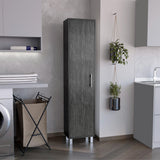 TUHOME Laska Tall Storage Cabinet with Five Interior Shelves, Integrated Broom Hangers, Wide Door Access, Metal Handle and Raised Legs, Space-Saving Multi-Purpose Organizer for Cleaning Supplies and Home Essentials
