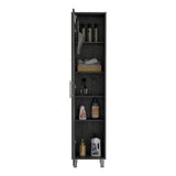 TUHOME Laska Tall Storage Cabinet with Five Interior Shelves, Integrated Broom Hangers, Wide Door Access, Metal Handle and Raised Legs, Space-Saving Multi-Purpose Organizer for Cleaning Supplies and Home Essentials
