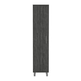 TUHOME Laska Tall Storage Cabinet with Five Interior Shelves, Integrated Broom Hangers, Wide Door Access, Metal Handle and Raised Legs, Space-Saving Multi-Purpose Organizer for Cleaning Supplies and Home Essentials