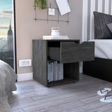 TUHOME Aberdeen 19.7-Inch High Nightstand with Central Drawer, Open Bottom Storage Compartment and Versatile Top Surface, Modern Engineered Wood Bedside  for Organized Bedrooms