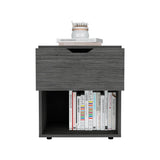 TUHOME Aberdeen 19.7-Inch High Nightstand with Central Drawer, Open Bottom Storage Compartment and Versatile Top Surface, Modern Engineered Wood Bedside  for Organized Bedrooms
