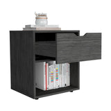 TUHOME Aberdeen 19.7-Inch High Nightstand with Central Drawer, Open Bottom Storage Compartment and Versatile Top Surface, Modern Engineered Wood Bedside  for Organized Bedrooms