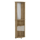 Tuhome Chicago 75" Corner Bar Cabinet with Mirrored Back, Double Glass Doors, Stemware Rack, Two Open Liquor Shelves, Space-Saving Modern Home Bar for Living Rooms, Entertainment Areas and Stylish Beverage Storage