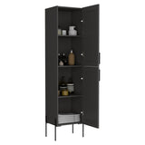 TUHOME Hagi 71-Inch Tall Linen Cabinet with Four-Tier Adjustable Shelves, Shaker-Style Double Door Design and Slim Space-Saving Profile, Modern Vertical Storage Solution for Bathrooms, Hallways or Multipurpose Home Areas