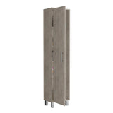 TUHOME Laska Tall Storage Cabinet with Five Interior Shelves, Integrated Broom Hangers, Wide Door Access, Metal Handle and Raised Legs, Space-Saving Multi-Purpose Organizer for Cleaning Supplies and Home Essentials