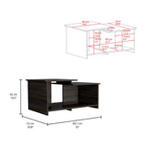Tuhome Wema 3 Coffee Table with Lower Open Shelf, Dual-Level Shelving, Modern Espresso Finish for Living Room