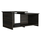 Tuhome Wema 3 Coffee Table with Lower Open Shelf, Dual-Level Shelving, Modern Espresso Finish for Living Room