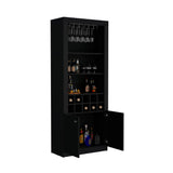 Nero 74-Inch Tall Bar Cabinet with Glass Holder Stemware Rack, 4 Shelves, 10-Bottle Wine Cubbies and Multi-Use Storage, Modern Liquor Cabinet and Home Bar Unit for Organized Display and Sophisticated Entertainment