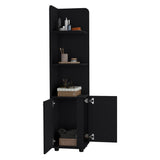 Tuhome Malibu 62" Tall Double Door Corner Linen Cabinet with Four Spacious Shelves, Freestanding Vertical Storage Tower for Towels Toiletries and Bathroom Essentials, Modern Space-Saving Organizer Unit