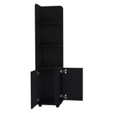 Tuhome Malibu 62" Tall Double Door Corner Linen Cabinet with Four Spacious Shelves, Freestanding Vertical Storage Tower for Towels Toiletries and Bathroom Essentials, Modern Space-Saving Organizer Unit