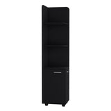 Tuhome Malibu 62" Tall Double Door Corner Linen Cabinet with Four Spacious Shelves, Freestanding Vertical Storage Tower for Towels Toiletries and Bathroom Essentials, Modern Space-Saving Organizer Unit