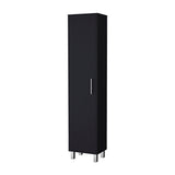 TUHOME Laska Tall Storage Cabinet with Five Interior Shelves, Integrated Broom Hangers, Wide Door Access, Metal Handle and Raised Legs, Space-Saving Multi-Purpose Organizer for Cleaning Supplies and Home Essentials