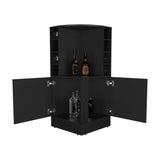 TUHOME Jakes 42" Tall Corner Bar Cabinet with Eight Wine Bottle Cubbies, Double-Door Storage Cabinet, Space-Saving Liquor Organizer for Living Room or Dining Room, Modern Home Bar Furniture with Functional Shelves and Elegant Design