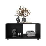 TUHOME Patrick 36" Wide Rectangular Coffee Table with One Shelf, Mobile Modern Center Table for Living Room, Rolling Contemporary Coffee Table with Storage Surface for Decor, Books, Magazines and Essentials