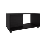 TUHOME Patrick 36" Wide Rectangular Coffee Table with One Shelf, Mobile Modern Center Table for Living Room, Rolling Contemporary Coffee Table with Storage Surface for Decor, Books, Magazines and Essentials